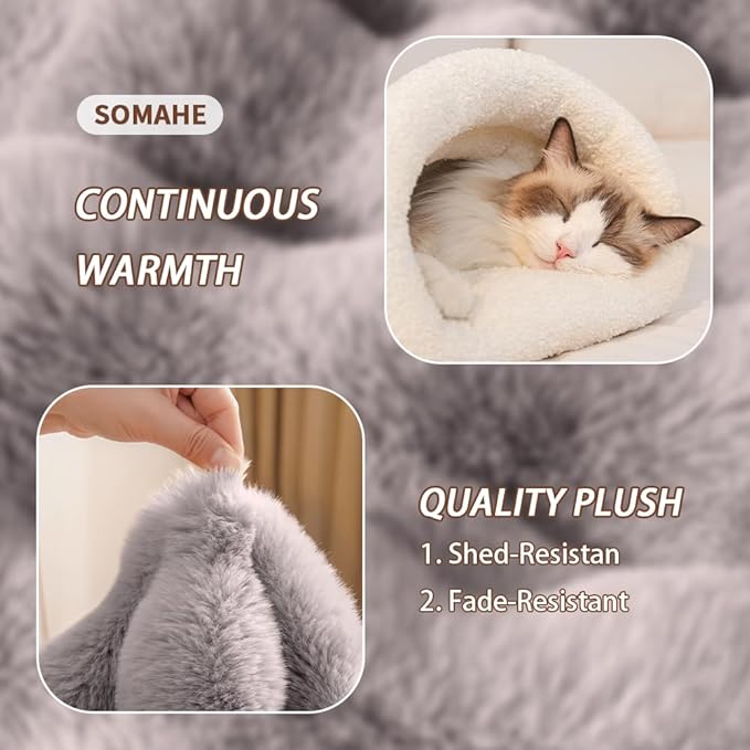 Self-Warming Cat Sleeping Bag, Enclosed Hooded Snuggle Sack with Dual-Side Plush Cat Cave Bed, Portable Foldable Pet Sleeping Pod for Indoor & Travel, Anti-Static, 21.7"x17.7"Coffee White