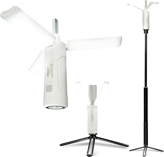 Folding Rechargeable Camping Light with Stand,Allspark Waterproof Hanging LED Camping Lantern,Magnetic Dimmable Portable Tent Lights with Detachable Tripod for Outdoor,Power Outage,Hurricane,Hiking