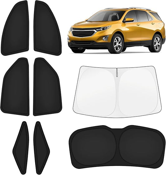 KUST Car Window Shades for Chevy Equinox 2018-2024 Windshield Sun Shade Side Window Cover UV Block Privacy Protection Equinox Accessories for Camping Blackout Rear Back Full Set 8PCS