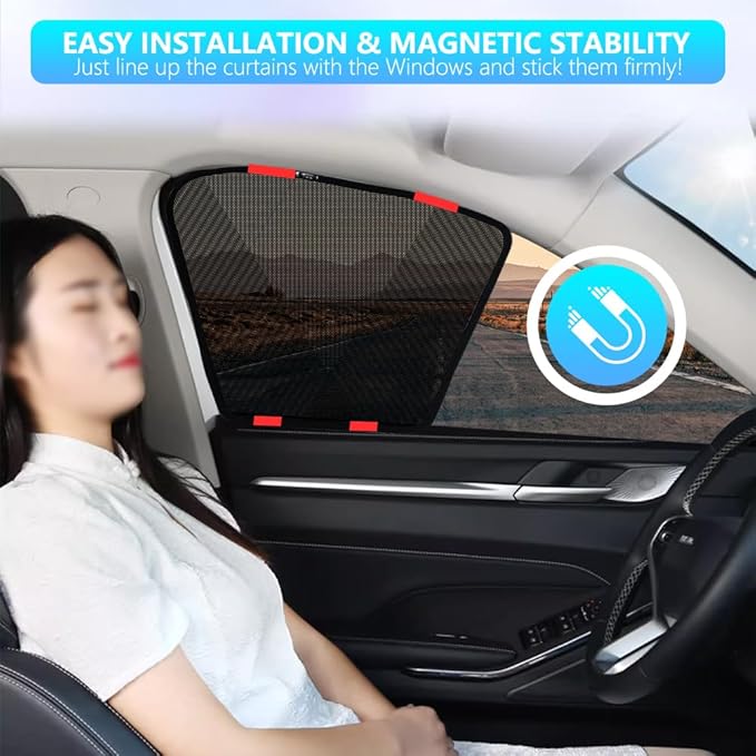 BWEN Car Window Shades for Toyota RAV4 2019-2024, Magnetic Side Window Cover with Breathable Mesh, Privacy Protection and Sun Protection for Car Camping, Travel and Rest