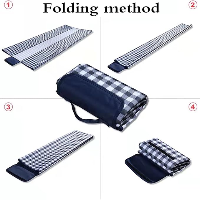 LRUUIDDE Extra Large Picnic Blanket Beach Blankets, Outdoor Foldable Waterproof Sand Mat for Beach Camping Hiking Travel Family Concerts Grass Park Music Festival Lawn Mats (Dark Blue, 80x80inch)