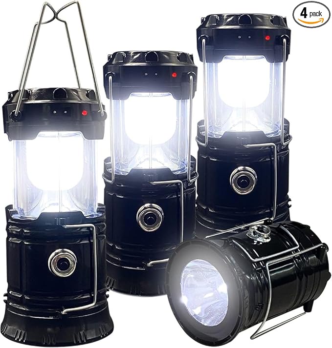 4PCS Portable Solar Rechargeable LED Camping Light,with USB Charging Port,Suitable for Hiking,Night Fishing,Emergency Use