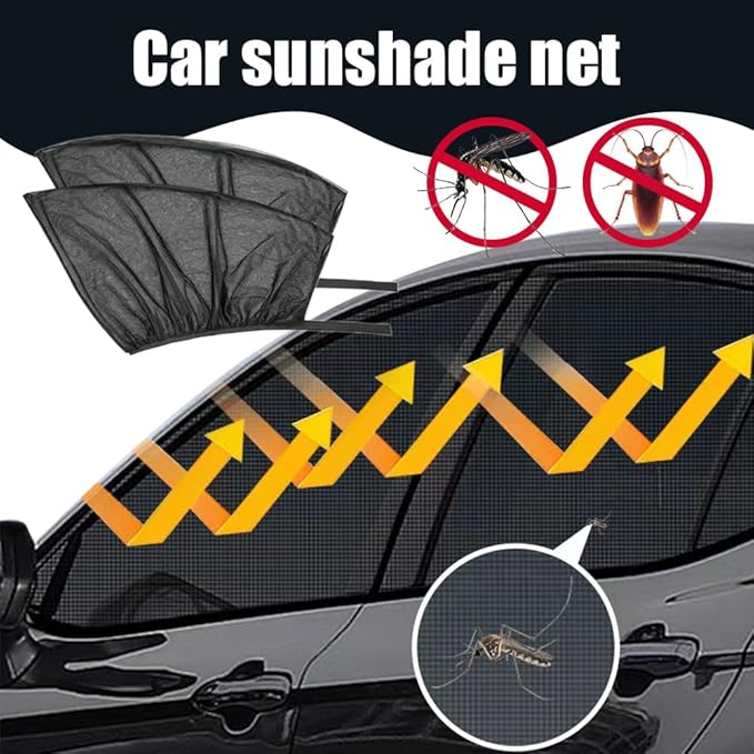 Car Window Shades, 2026 New Super Stretchy Mesh Screen Sun Car Window Shade, Blackout Privacy & Thermal Insulation Side Shades for Van Life & Camping, Custom Fit, Easy Install (Front Window-2Pcs)