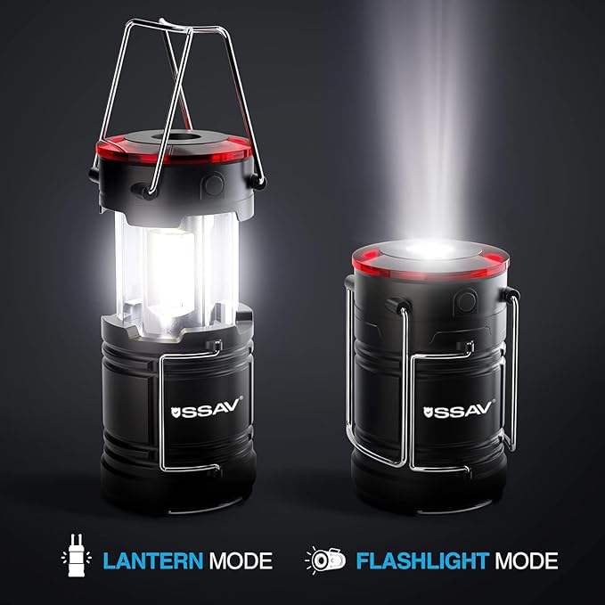 2 Pack LED Camping Lantern Cum Flashlight, LED Lanterns, Suitable Survival Kits for Hurricane, Emergency Light for Storm, Outages, Outdoor Portable Lanterns | Batteries Included