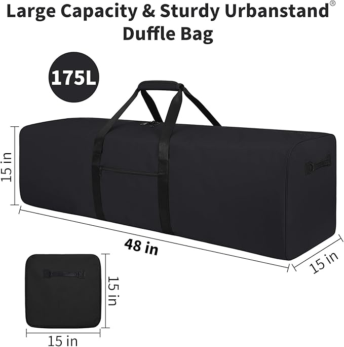 Urbanstand 48 Inch Travel Duffle Bag Extra Large Sport Equipment Duffel Bags with 2-way Lockable Zippers (Black)