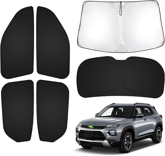 T TGBROS Windshield Sun Shade for Chevrolet Chevy Trailblazer 2021-2024 2025 2026 Car Window Shades Thicken UV Block and Blackout Privacy Foldable Sunshades 6PCS Accessories Keep Cool Sun Visor Covers