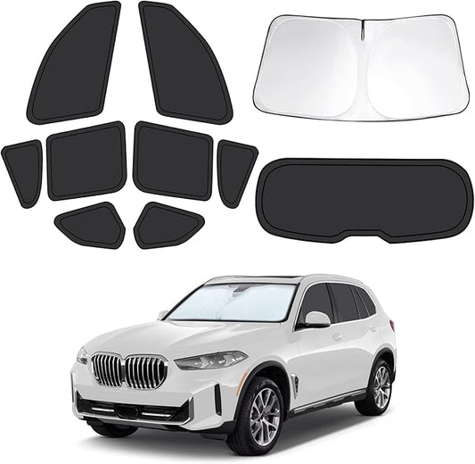 10pcs Car Window Shades for BMW X5 2019-2025, Full Car Window Covers for Privacy, Sunshades for X5 Front Rear Windshield Side Windows to Block UV and Protect Privacy