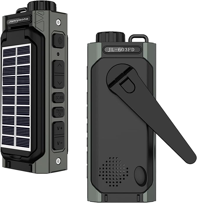 NOAA/AM/FM Weather Radio with Flashlight，Solar Hand Crank Radio,USB Type-C Charging, Cellphone Charger, SOS Alarm,Compass for Indoor Outdoor Emergencies