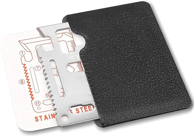 GUARDMAN 11-in-1 Survival Credit Card Multitool – Fathers Day Stocking Stuffer Christmas Gift - Multipurpose Tactical Wallet Tool With Bottle Opener, Survival Knife For Men Birthday Dad