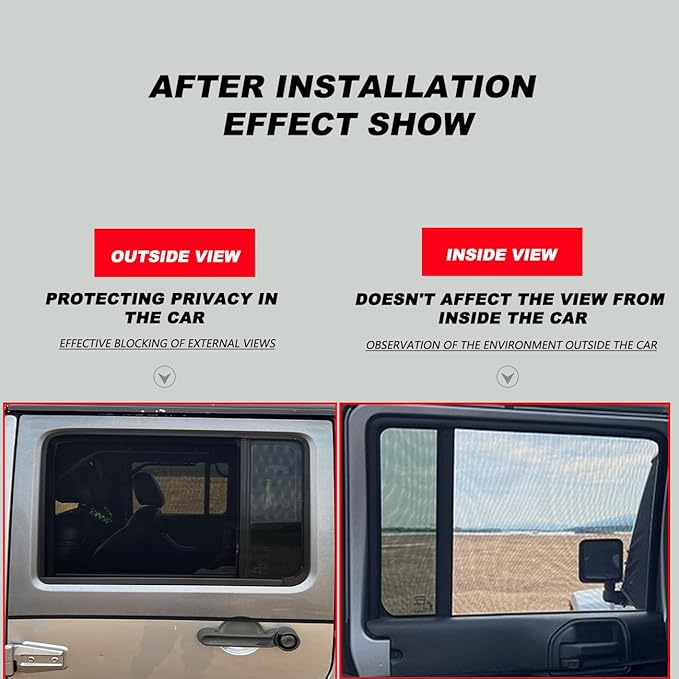 Window Shade for Jeep Wrangler,Window Screen Curtains for Jeep Wrangler TJ JK JL & Gladiator JT,Rear Blackout Car Window Screens for Camping(2Pack)