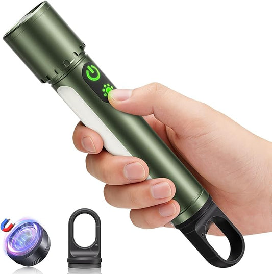 High Lumens Flashlight Rechargeable-Magnetic,Hanging,Zoom Beam,Side Light Multi-Function LED Flashlights Super Bright Powerful Waterproof Flash light for Camping,Emergency,Hiking,Dog Walking,Home
