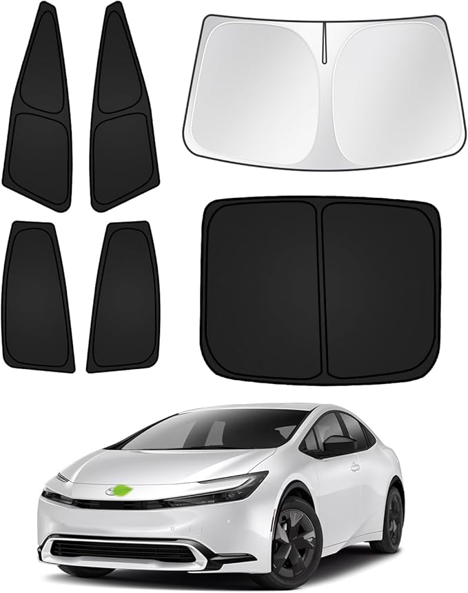Canvcle Sunshades for Toyota Prius 2023-2025 2026 Accessories Windshield Sun Shade Side Rear Window Shade Cover Sun Visor Shield Privacy Protection Keep Vehicle Cool Black 6PCS