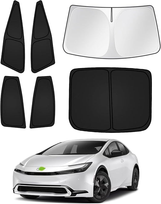 Canvcle Sunshades for Toyota Prius 2023-2025 2026 Accessories Windshield Sun Shade Side Rear Window Shade Cover Sun Visor Shield Privacy Protection Keep Vehicle Cool Black 6PCS