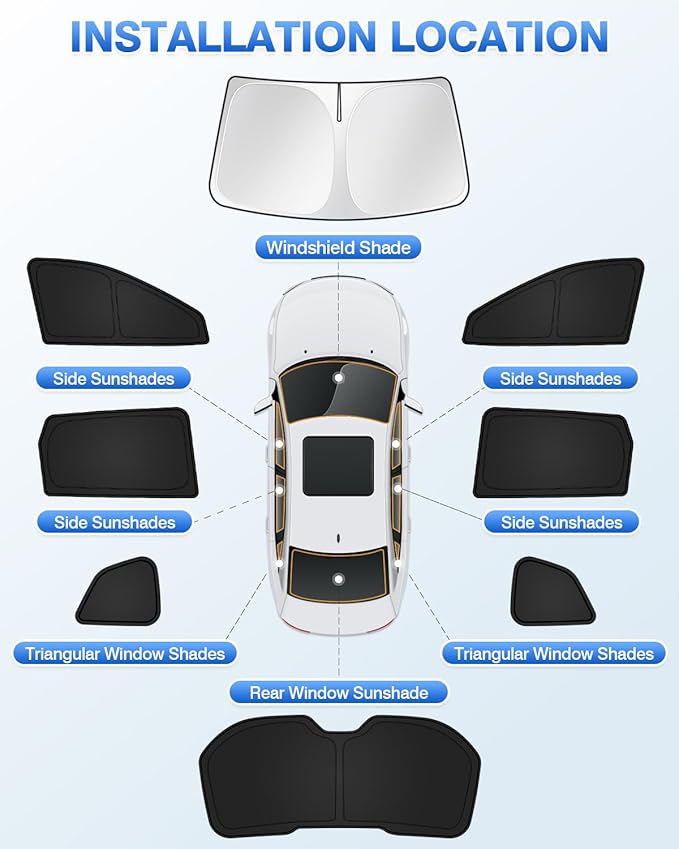 Canvcle Sunshades for 2014-2020 Nissan Rogue (Not for Rogue Sport) Accessories Windshield Sun Shade Side Rear Window Shade Cover Sun Visor Shield Privacy Protection Keep Vehicle Cool Black 8PCS