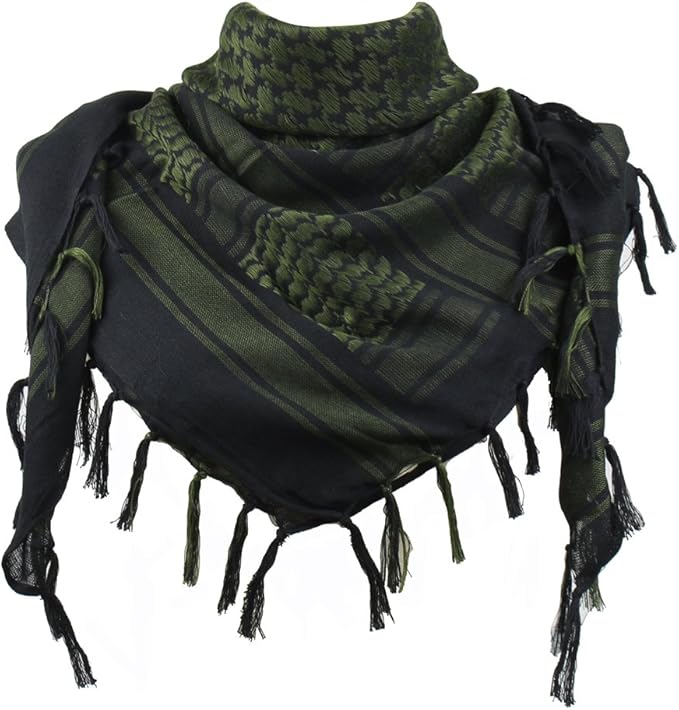 Explore Land Cotton Shemagh Keffiyeh Tactical Desert Scarf Neck Head Wrap with Tassel for Men Women