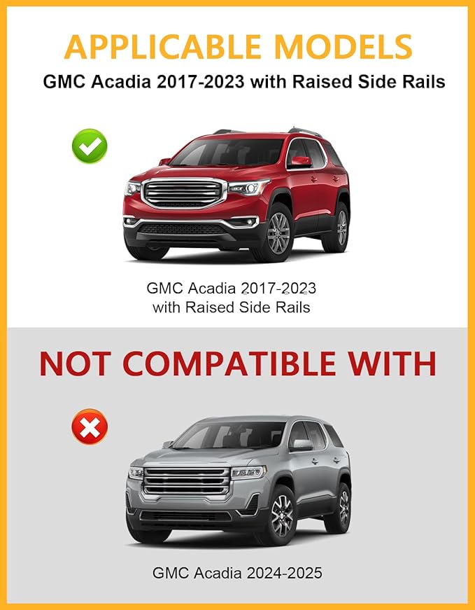 Tuyoung 300lbs All Aluminum Cross Bars Roof Racks Compatible with GMC Acadia 2017 2018 2019 2020 2021 2022 2023, Lockable Heavy Duty Roof Rails Crossbars Luggage Cargo Carrier Rooftop SUV Accessories