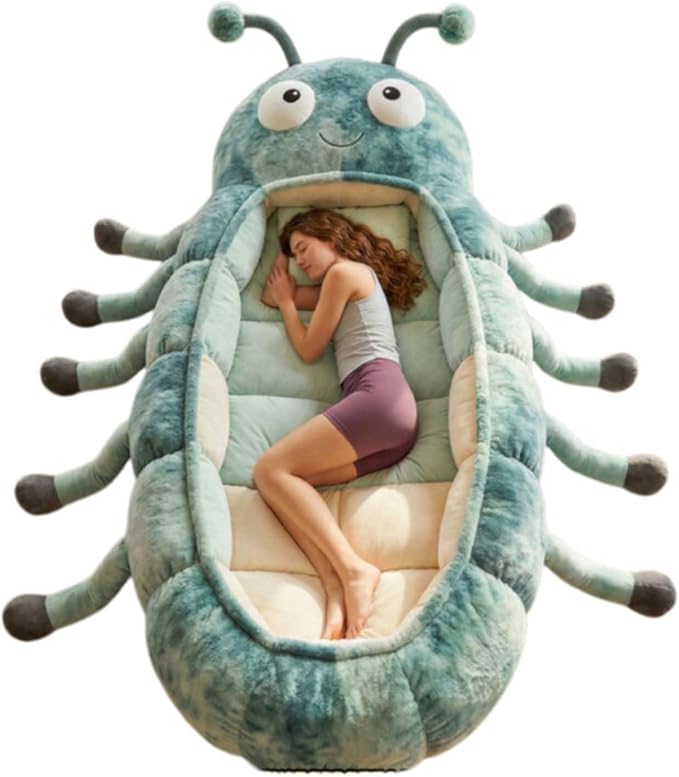 Hugging Caterpillar Sleeping Bags, Plush Cocoon Sleeping Bag, Pull Cord Sleeping Bag, Full Body Plush Lounger, Indoor Nap Pod, Cozy Reading Nest, Animal Sleeping Bags for Adults