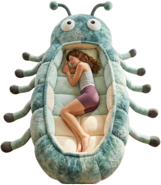 Hugging Caterpillar Sleeping Bags, Plush Cocoon Sleeping Bag, Pull Cord Sleeping Bag, Full Body Plush Lounger, Indoor Nap Pod, Cozy Reading Nest, Animal Sleeping Bags for Adults