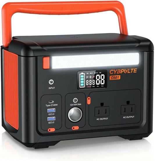 Portable Power Station 600W (1200W Surge), 299Wh Small Lightweight Portable Power for Camping & Spring Outdoor Use, Battery Backup Safe for Indoor Blackouts, 2 AC Outlet, 140W USB-C Fast Charging