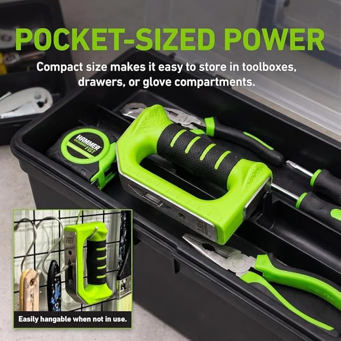 Hammer Fist 8-in-1 Multitool - Heavy Duty Stainless Steel Palm Hammer & Nail Puller, Non-Marring Mallet, Hex Driver, Ruler, Square & Bottle Opener - Compact EDC Survival Gear & DIY Hand Tool (Green)