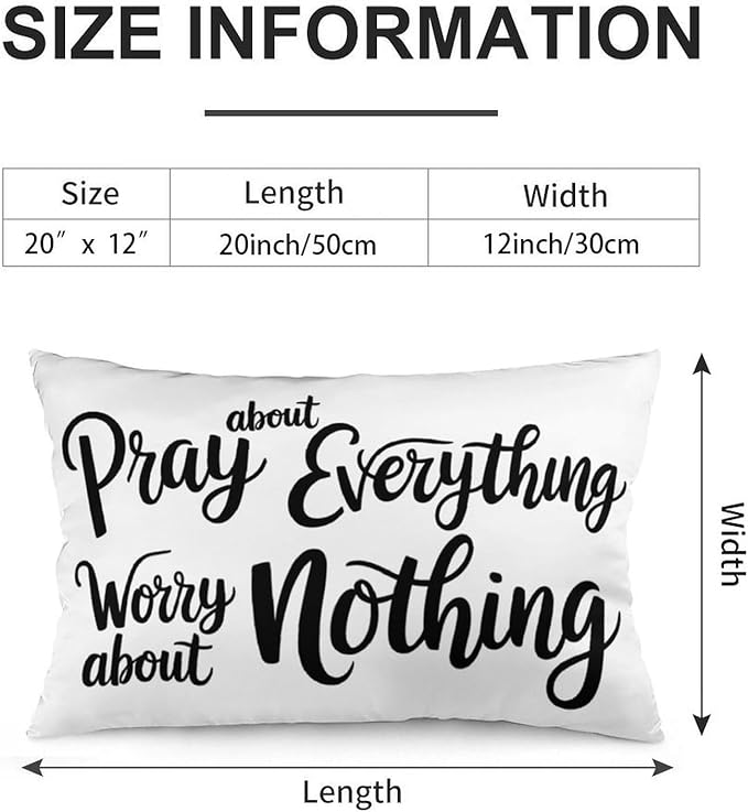 ITFRO Inspirational Quotes Pray About Everything Worry About Nothing Birthday Short Plush Both Sides Lumbar Daisy Throw Pillow Cover Cushion Case Sofa Decor Waist 12x20 Inches (Pray)