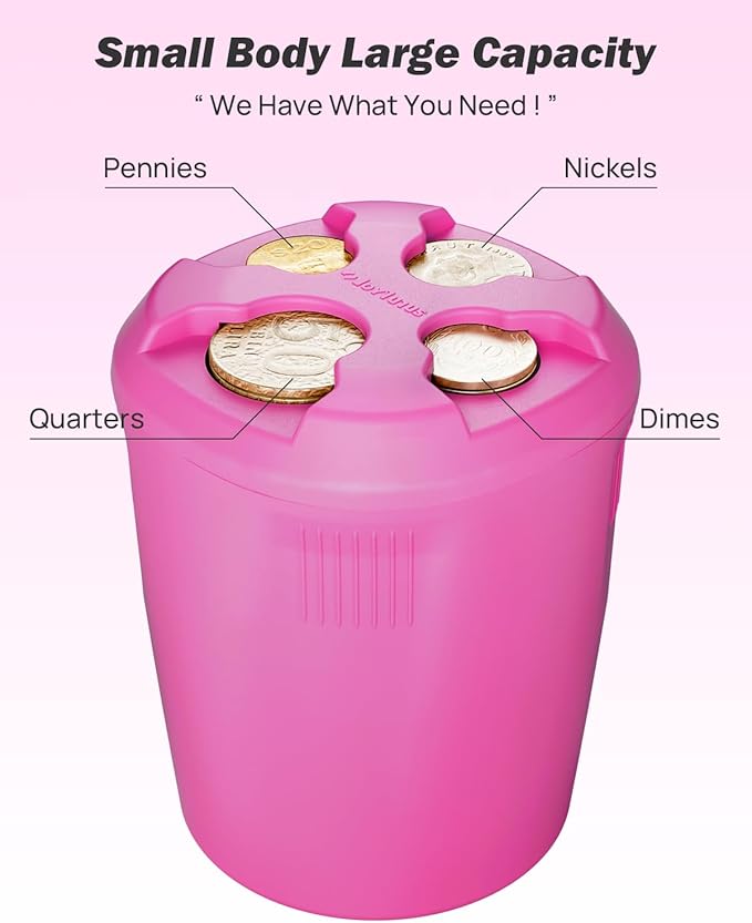 JOYTUTUS High Capacity Car Coin Holder, Universal Change Holder for Most Cars, Sort Coins (Hot Pink), 1 Pack