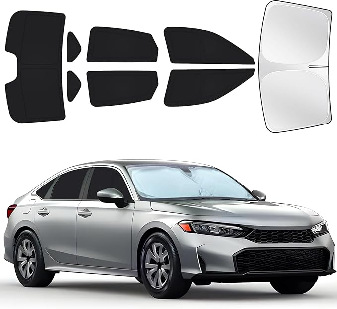 for Honda Civic 2022-2025 Car Window Shades(NOT for Hatchback), 8pcs Privacy Sun Shade Set for Front Windshield Side and Rear Windows, Full Window Covers Keeps Vehicle Cool for Camping Napping