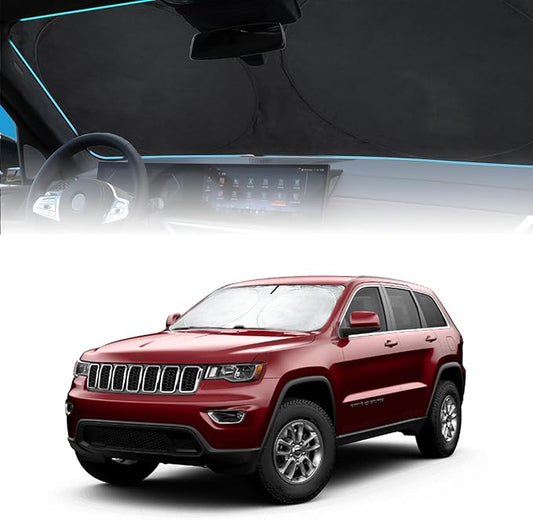 Windshield Sun Shade for 2025 Cherokee Car Windshield Cover, Custom Fit for Jeep Cherokee 2014-2023 2024 2025 Ultimate Sun Protection Foldable Visor Sunshade Protector Shield Accessory
