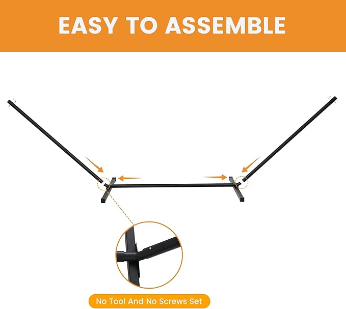 Lazy Daze Hammocks Portable 2 Person Heavy Duty Steel 12 FT Hammock Stand with Hooks and Chains for Outside, Patio, Backyard, 450 Pounds Capacity, Coffee Frosted