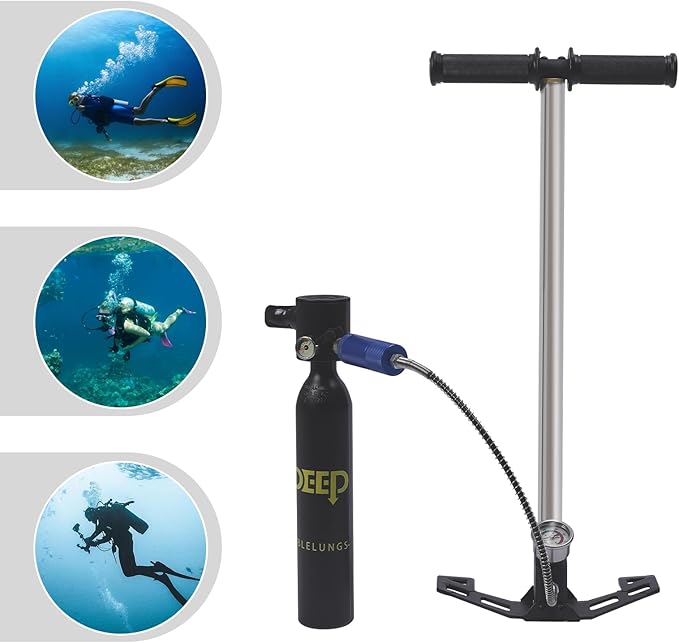 Diving Tank Equipment, Mini Scuba Tank 4500psi, 0.5L Oxygen Tank Pump Equipment, Underwater Breath Mini Scuba Diving Case, for Underwater Exploration, Ship Cleaning, Emergency Insurance