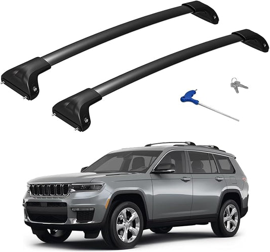 300lbs Roof Rack Cross Bars Compatible with 2021-2026 Jeep Grand Cherokee L 3-Row & 2022-2026 Grand Cherokee WL 2-Row, Aluminum Lockable Roof Rails Crossbar for Rooftop Cargo Kayak Snowboard