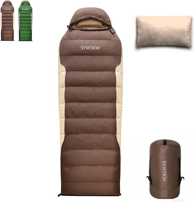 Ultralight Down Sleeping Bag with Pillow,15°F 32°F 46°F Sleeping Bag for Women,Men,Youth Backpacking,Hiking and Camping Outdoor with 680FP Duck Down