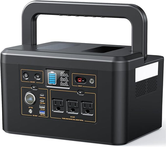 Portable Power Station 650W (1200W Peak), 576Wh Solar Generator, LiFePO4 Battery 3.5 Hour Fast Charging, Solar Generator for Home & Emergency Backup, Hurricane, CPAP (Solar Optional)