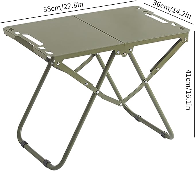 Portable Camping Table, Metal Tactical Foldable Table with Storage Bag, Durable Carbon Steel Outdoor Picnic Table, Perfect for Fishing, Hiking and BBQ