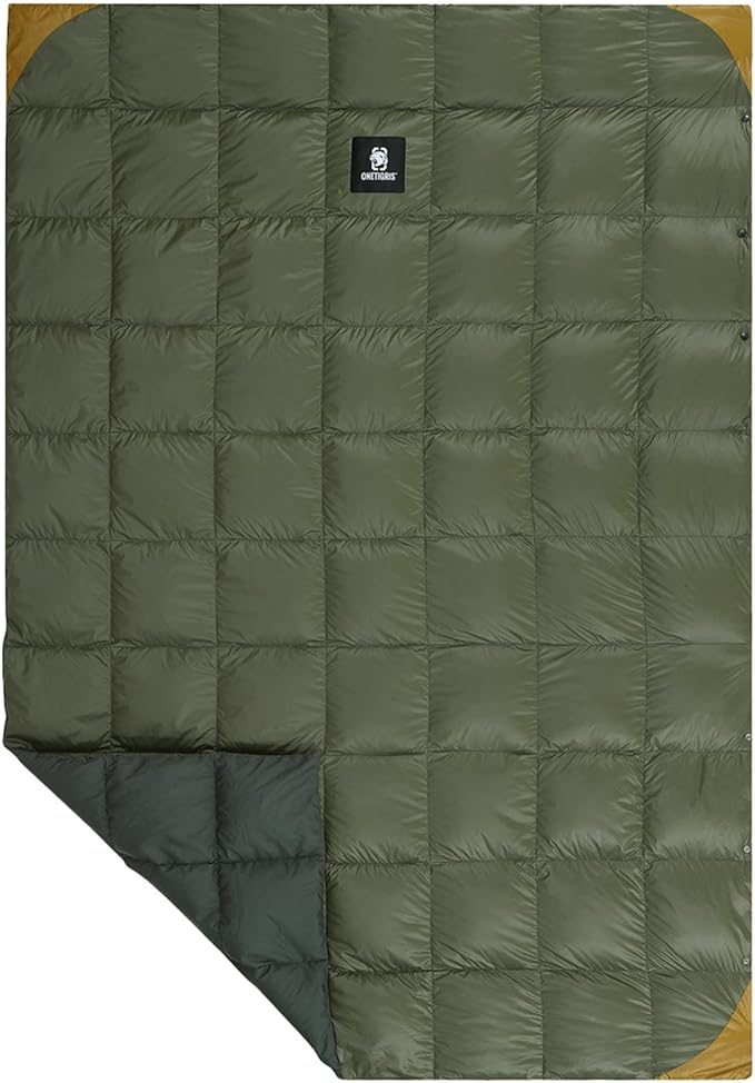 OneTigris Down Camping Blanket Warm, Lightweight, Packable, Puffy Outdoor Travel Quilt for Cold Weather Backpacking Hiking Stadium Gardening Beach Picnic
