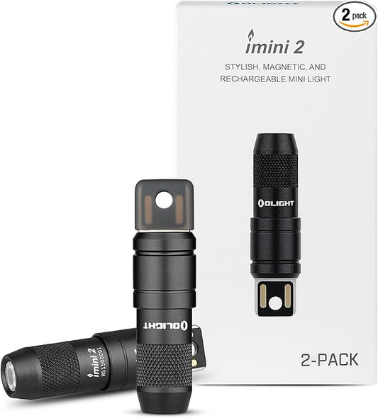 OLIGHT 2 Pack IMINI 2 EDC Rechargeable Keychain Flashlight, 50 Lumens Compact and Portable Mini LED Keyring Lights with Built-in Battery Ideal for Everyday Carry and Emergencies