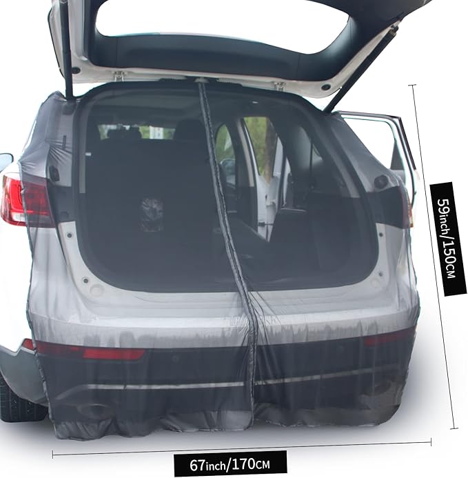 Car Tailgate Mesh Screen for SUV Van, Breathable Magnetic Car Screen for Tail Gate Hatch Camping Gear Accessories