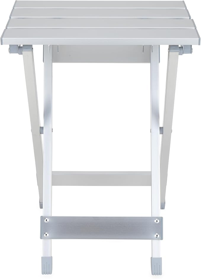 Camco Aluminum Small Outdoor Side Table - Folding Camping Table Supports Up to 130lb - Features Durable Aluminum Construction - Collapses for Easy RV Storage - (51890)