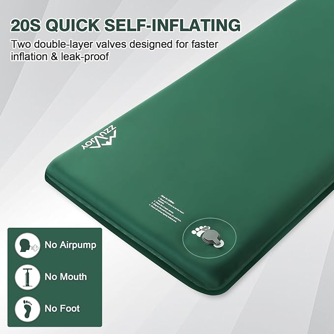 Memory Sleeping Pad, 3.1" Ultra-Thick Foam Sleeping Mats for Camping, 9.5 R-Value Insulated Self Inflating Sleeping Pad with Pillow, Camping Mattress Pad for Car Travel Tent