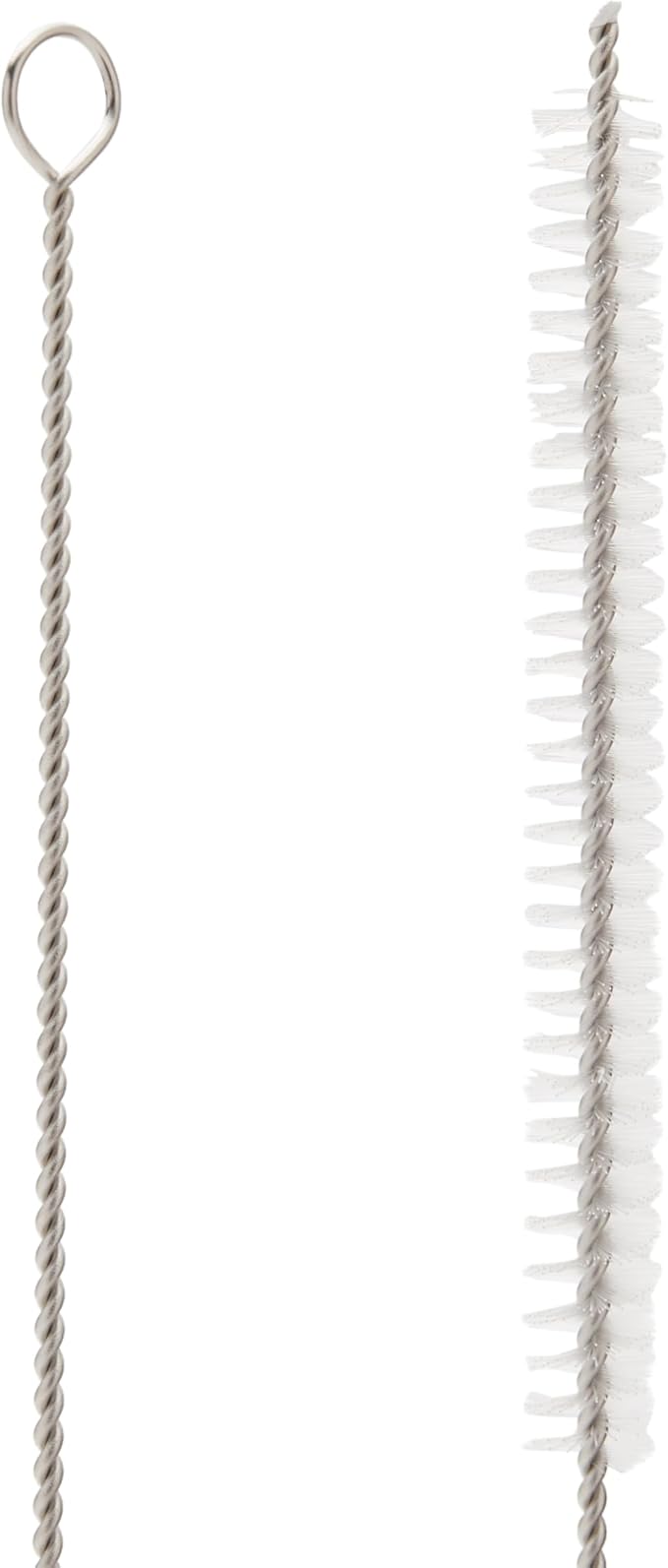 Juvale Straw Cleaner Brush - 12 In, Silver & White, 4-Pack - Stainless Steel Straw Cleaner Brush for Water Bottles & Pipes with Flexible Nylon Tip for Narrow Openings