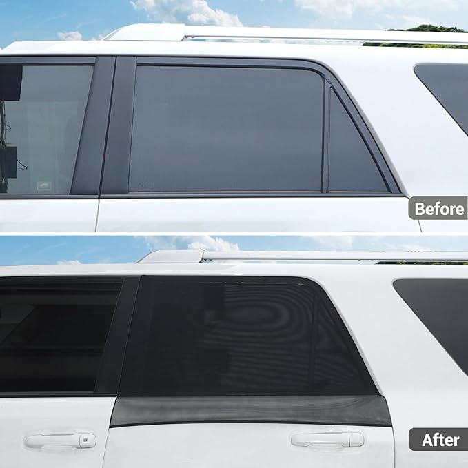 Hoolcar Rear Window Sun Shade Breathable Mesh Compatible with Toyota 4Runner 2010-2025/for Dodge Durango 2011-2025 Side Window Screens Cover for Camping/Pets, UV Protection Sunshade,2PCs