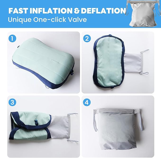 Couleurs Beach Pillow, Inflatable Camping Pillow, Pool Pillow, Removable Pillowcase, Ultralight Neck and Waist Support, Suitable for Camping, Hiking, Backpacking (with Ice Pack)