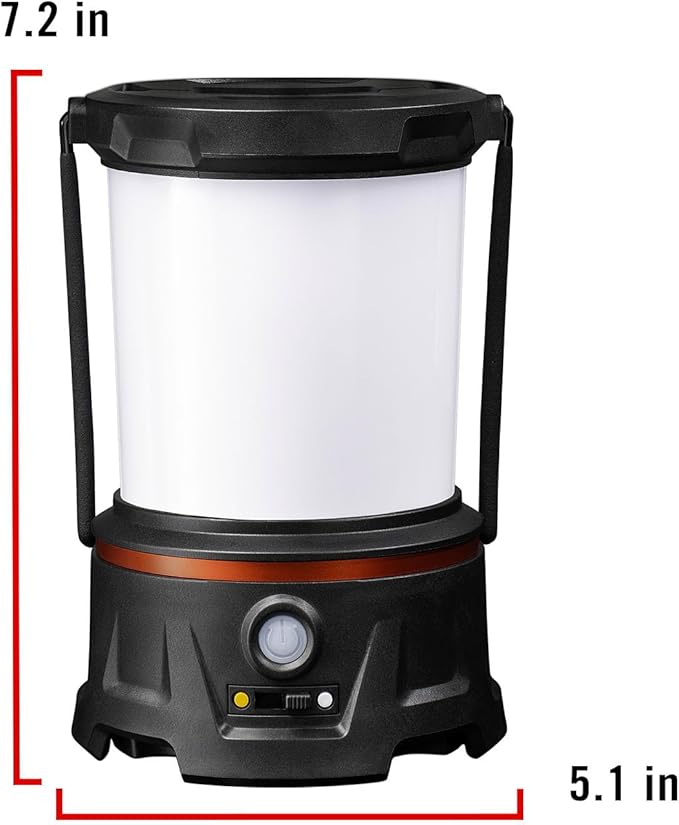 COAST EAL40R 2500 Lumen Rechargeable Emergency Camping Lantern with Red Flashing Mode, Carabiner, Diffuser, Foldeable Handle, Moonglow™ Low Mode, Illuminated Power Button, USB-C Power Bank