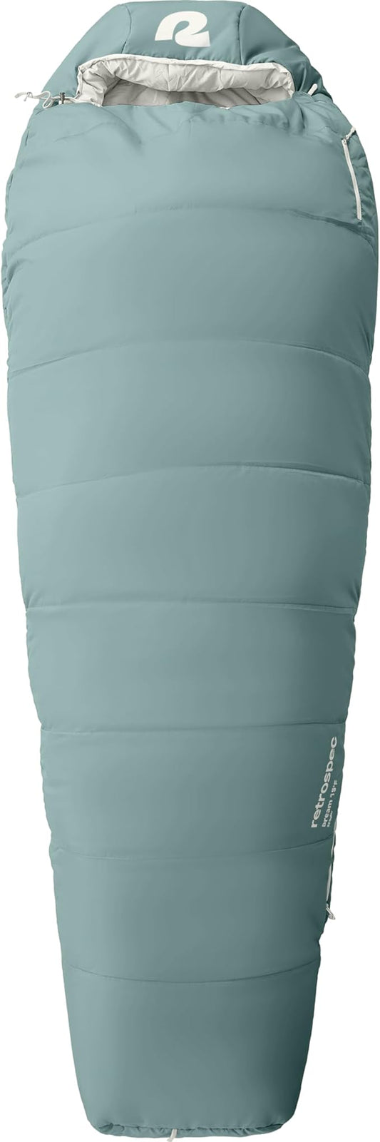 Retrospec Dream Mummy Sleeping Bag - 5, 15, & 30°F Cold Weather Camping & Travel Essential Gear with Water - Resistant Shell & Synthetic Fill - Zippered Pocket & Stuff Sack