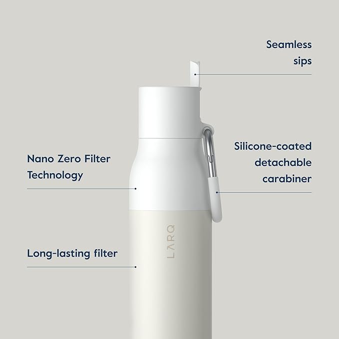 LARQ Bottle Filtered - Insulated Stainless Steel Water Bottle BPA Free with Nano Zero Technology and Long-Lasting Filters, Granite White, 17oz