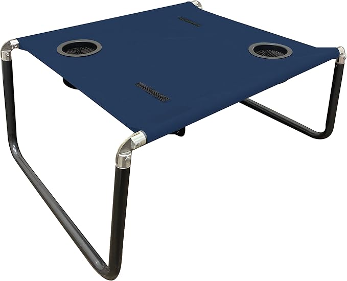 Neso Beach Table - Lightweight, Portable and Foldable Table for Beach, Camping and Outdoor Adventures - Stable Surface - with Cup Holder for Drinks and Phone Pockets - Navy