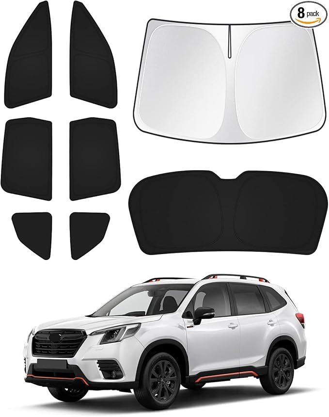 Canvcle Sunshades for 2019-2024 Subaru Forester Accessories Windshield Sun Shade Side Rear Window Shade Cover Sun Visor Shield Privacy Protection Keep Vehicle Cool Black 8PCS