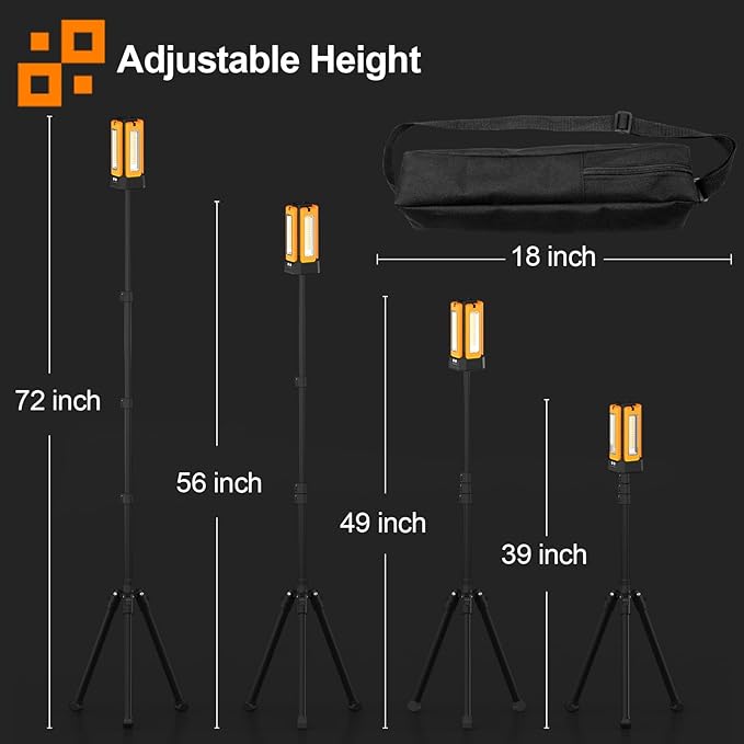 iodoo 13200mAh Rechargeable Solar Work Light,IPX4 Waterproof with Folding Stand Support and Portable Carrying Bag, 8000 Lumen Stepless Dimmable, 4 Lighting Modes, White/Warm/Warm White (Standard)