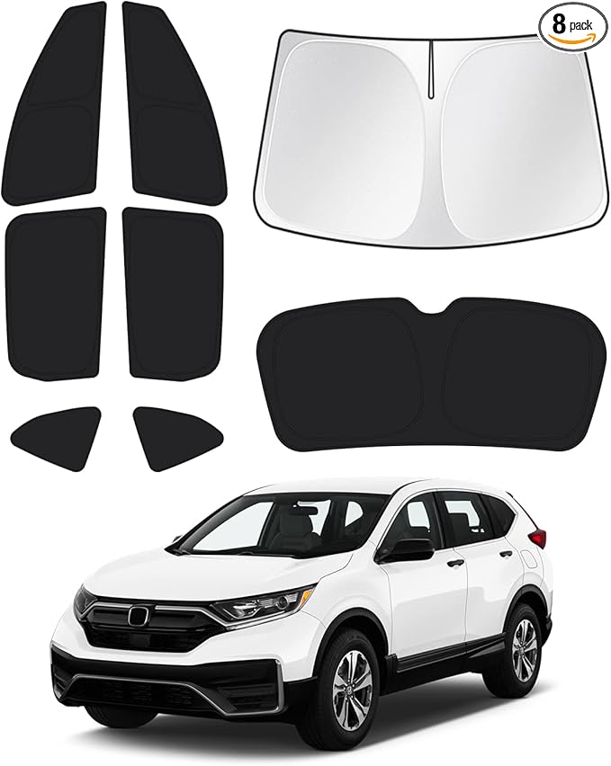 Canvcle Window Shades for Honda CRV 2017-2022 CR-V Accessories Windshield Sun Shade Side Rear Window Cover Sunshade Sun Visor Shield Privacy Protection for Camping Keep Vehicle Cool Black 8PCS