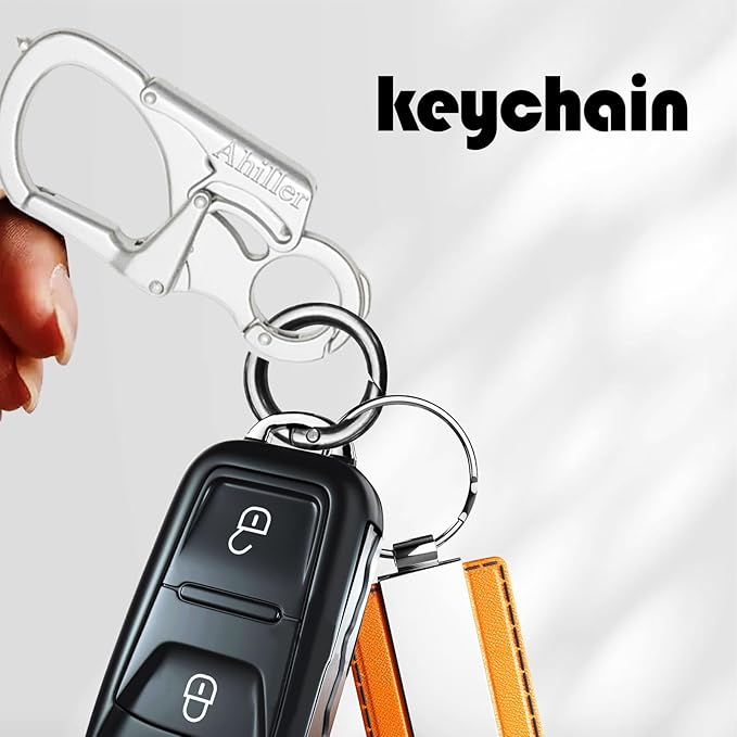 Ahiller Carabiner Keychain Clip, Double Lock Designed - Tungsten Steel Tip, Multifounction Tools for Camping, Hiking, Fishing, Outdoor Survival